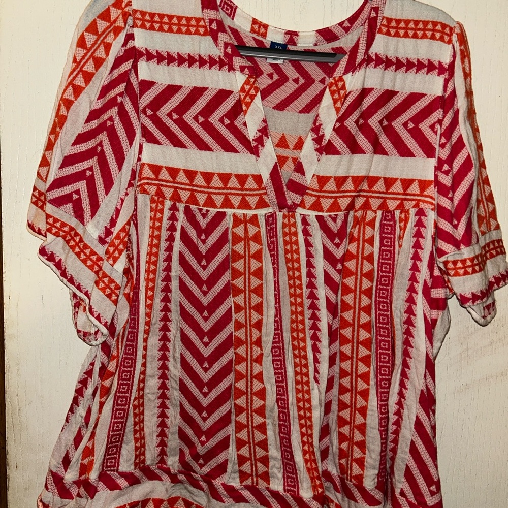 Tribal Print Pink and Orange Women's Top